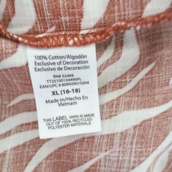 Time and Tru Zebra Shirt Dress Women’s XL Brown Animal Print Utility Style - Picture 7 of 8